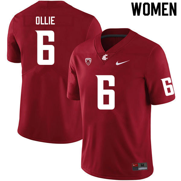 Women #6 Donovan Ollie Washington State Cougars College Football Jerseys Sale-Crimson